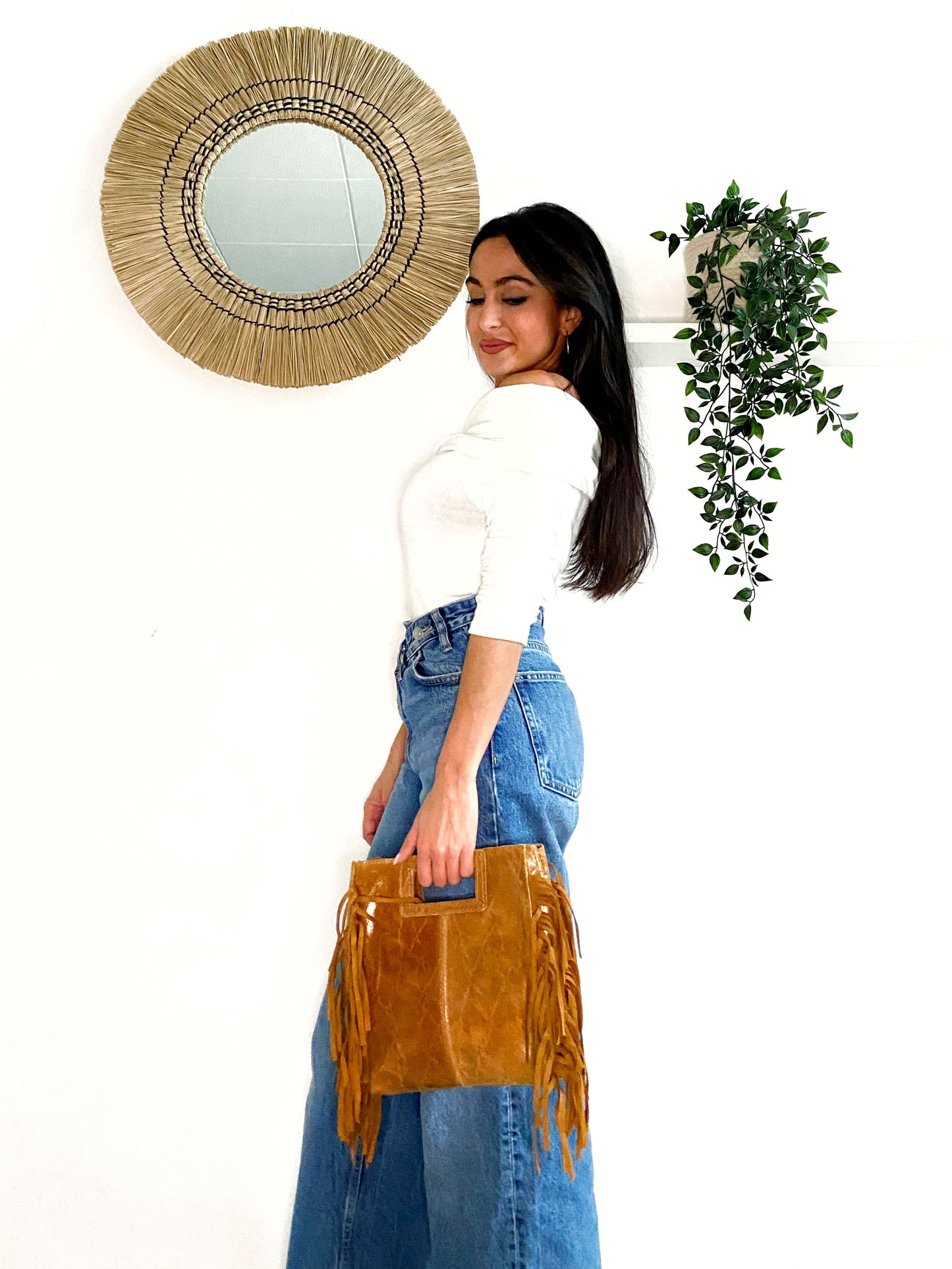 BOLSO BANDOLERA NOMAD PIEL CON FLECOS CUERO