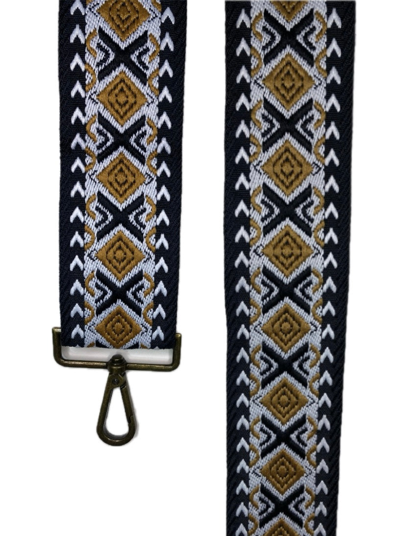 BANDOLERA ETNICA/ESTAMPADA NEGRO ORO