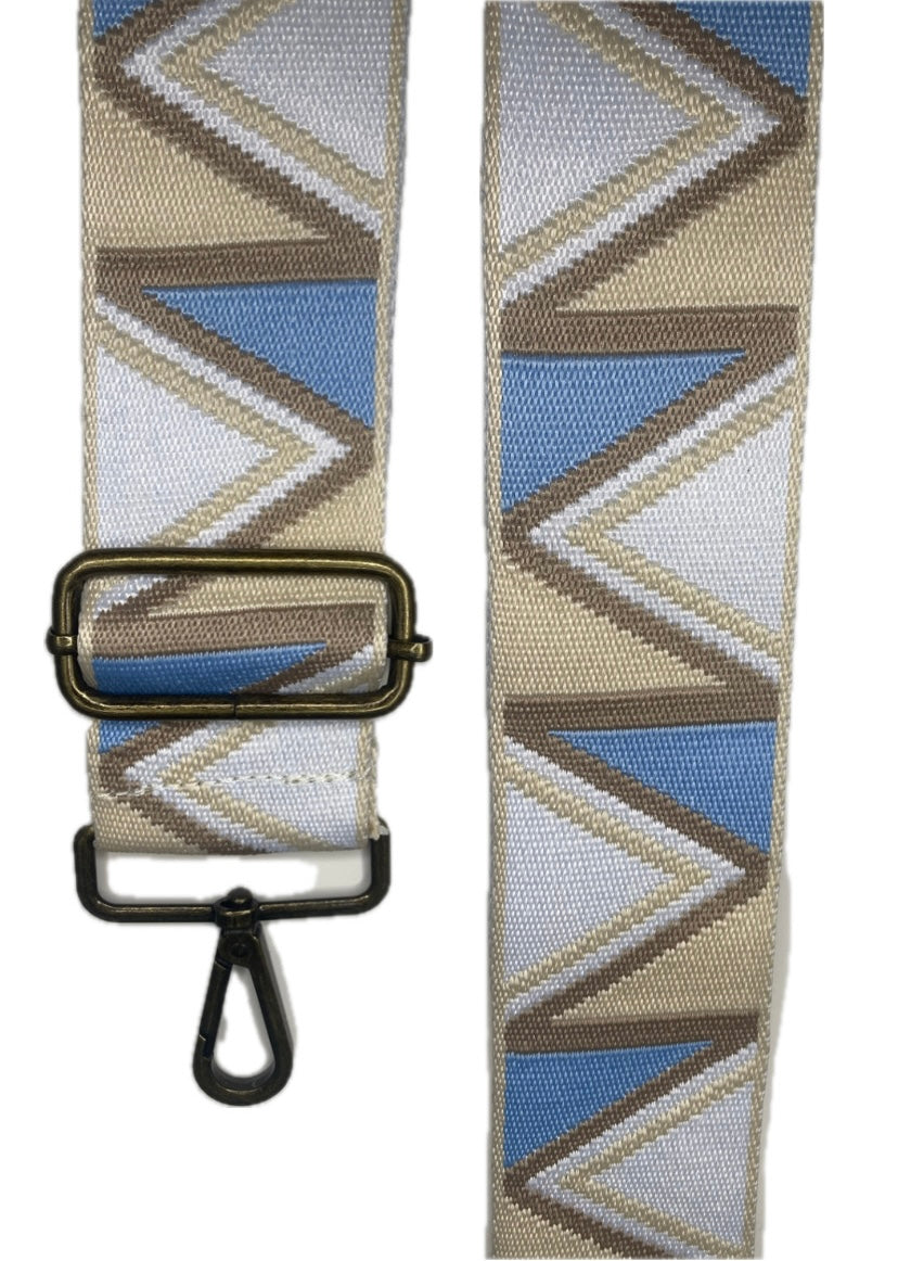 BANDOLERA ETNICA/ESTAMPADA AZUL CLARO ZIGZAG